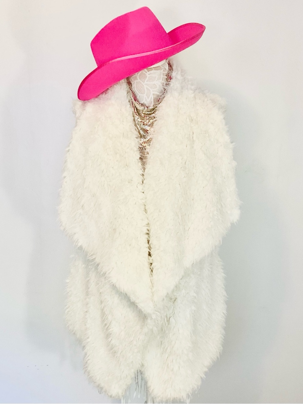 White Faux Fur Vest Furry